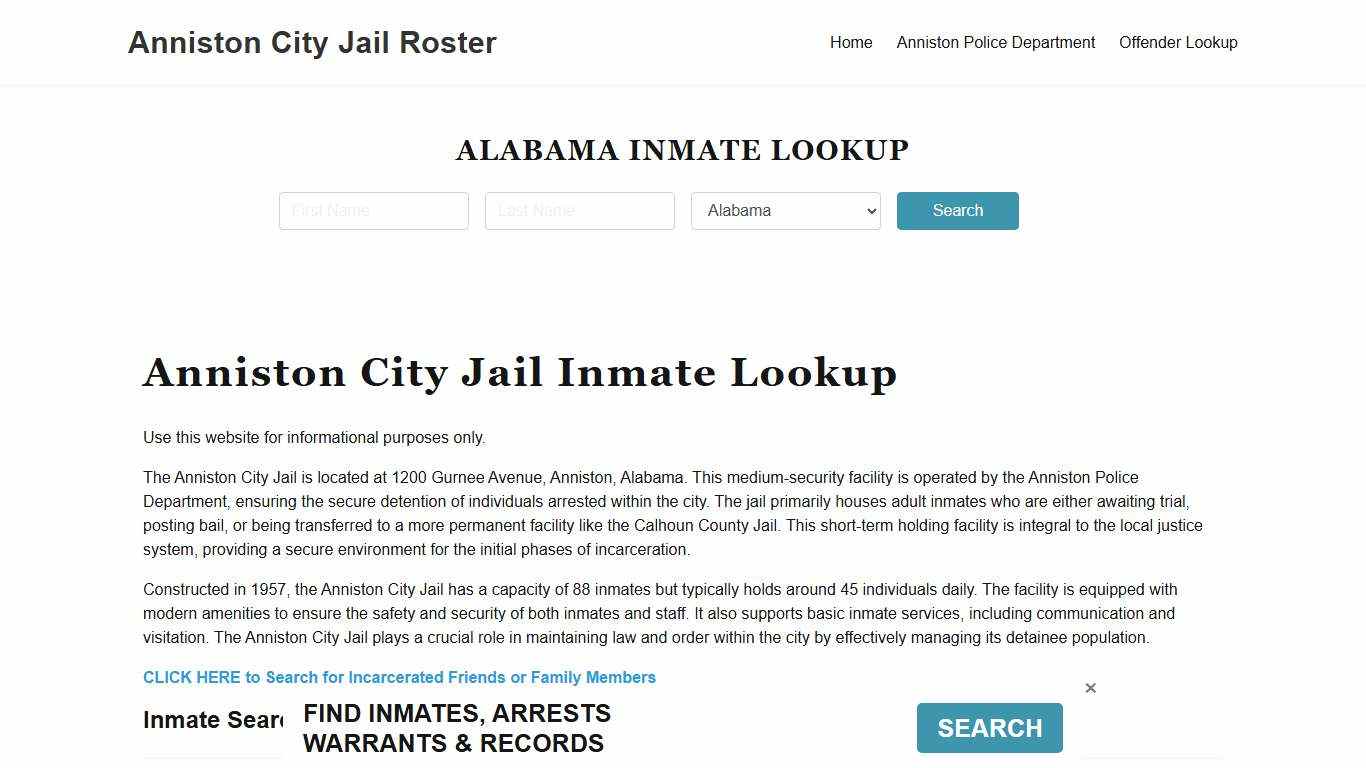 Anniston City Jail, AL Inmate Search, Jail Roster, Bookings